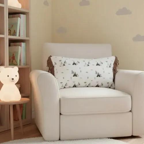 Capa de Almofada Tepee Retangular com Franja Branco