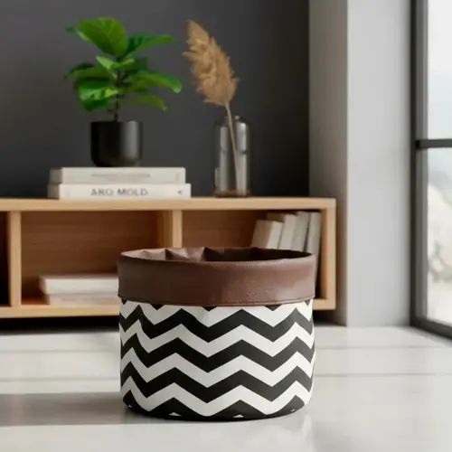 Cesto em Tecido Dupla Face Chevron Pb e Corano