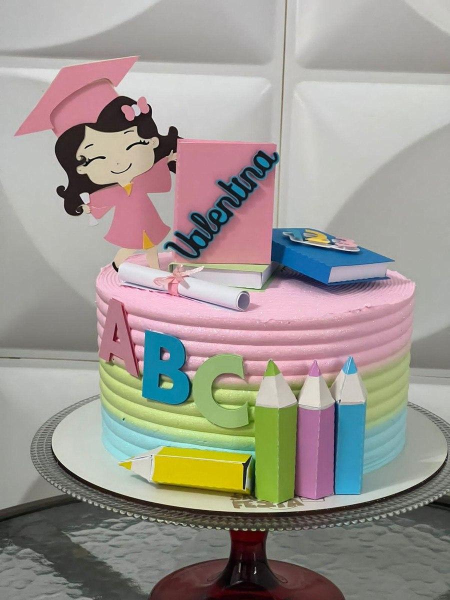 Arquivo de Corte Topo de Bolo Abc Menina em 3d Studio e pdf
