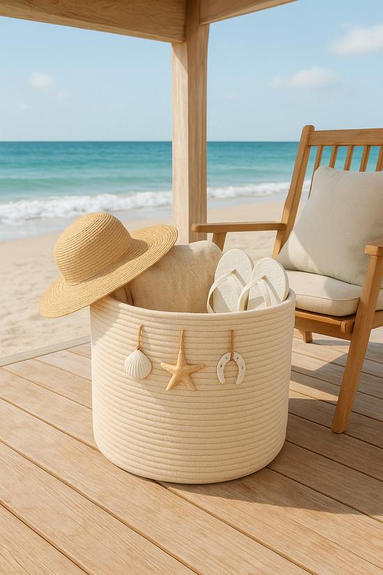 Cesto em corda de algodão