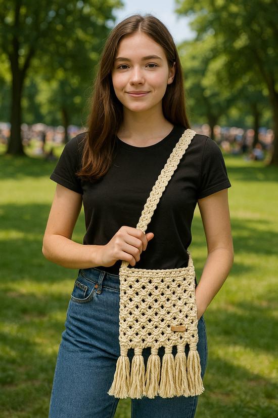 Bolsa Boho em macramê