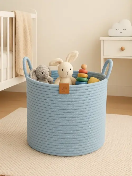 Cesto em corda de algodão