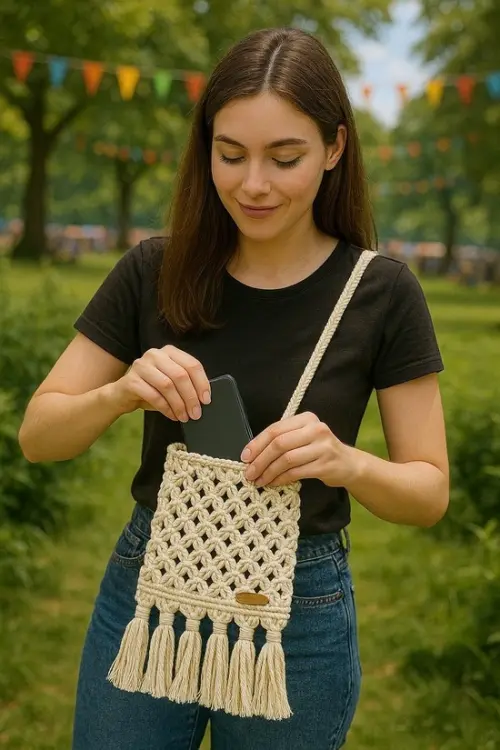 Bolsa Boho em macramê