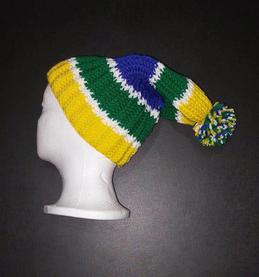 Touca Gorro verde azul e amarelo