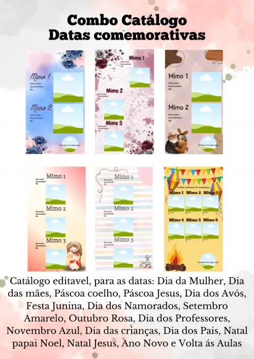 Combo editável de catálogo para mimos datas sazonais