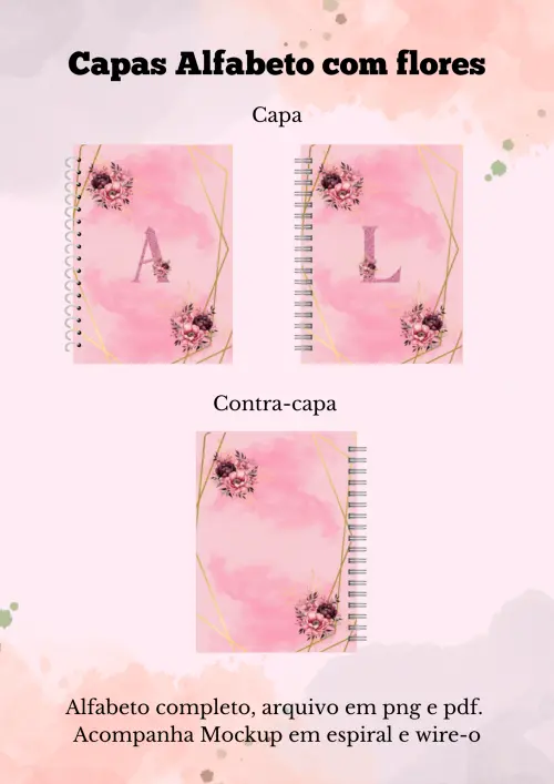 Capa Alfabeto Floral Rosa