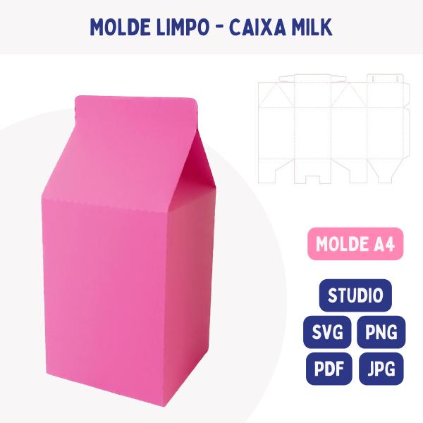 Arquivo de Corte Molde Limpo - Caixa Milk com Fechamento