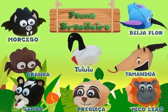 Bonés Bichos da Fauna Brasileira em E.v.a