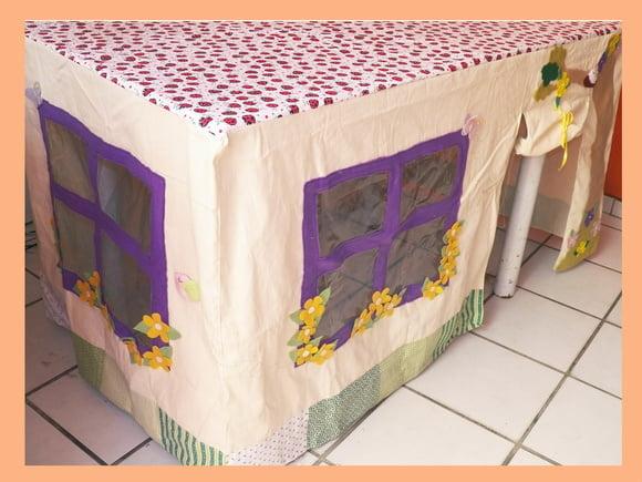 Toalha de mesa vira Casinha
