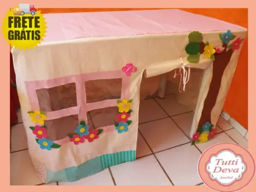Toalha de mesa vira Casinha