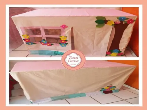 Toalha de mesa vira Casinha
