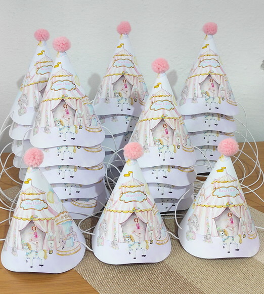 Chapéu de Aniversário Circo Rosa