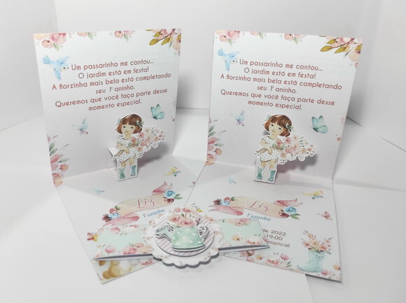 Convite 3D Jardim Encantado Menina