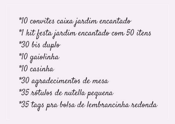 Pedido Especial Fernanda Eller 210 Itens