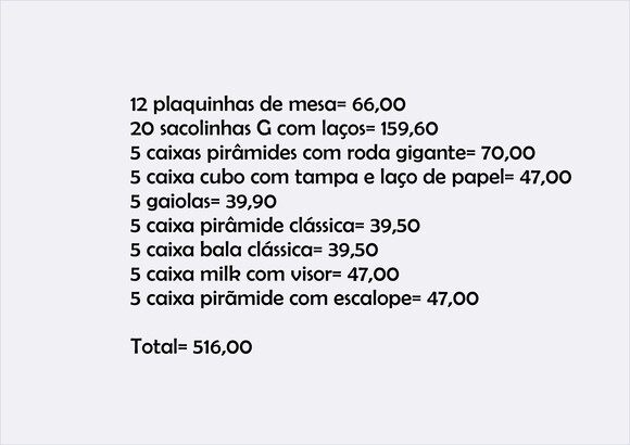 Pedido Especial Josiane Labbiapari 67 Itens