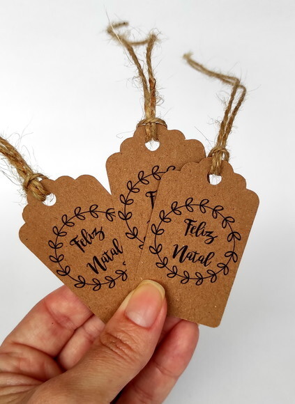 Tags de Natal Papel Kraft 50 Unidades