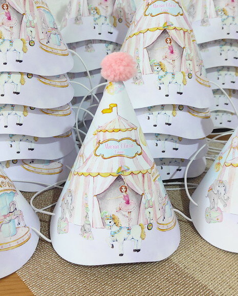 Chapéu de Aniversário Circo Rosa