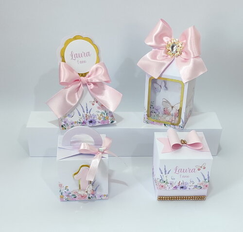 Kit Festa Jardim Lilás com Rosa 20 Itens
