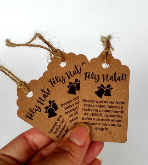Tags de Natal Papel Kraft 50 Unidades