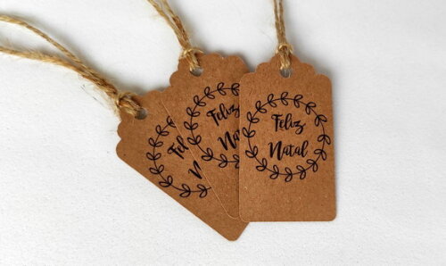 Tags de Natal Papel Kraft 50 Unidades