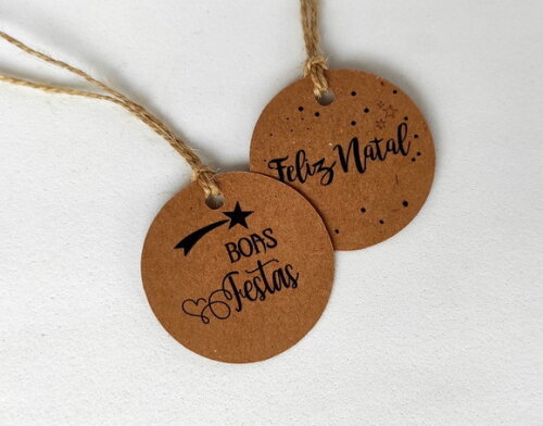 Tags de Natal Papel Kraft 50 Unidades