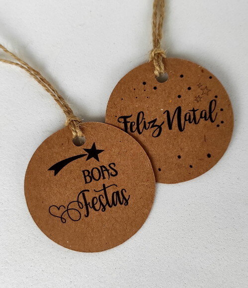 Tags de Natal Papel Kraft 50 Unidades