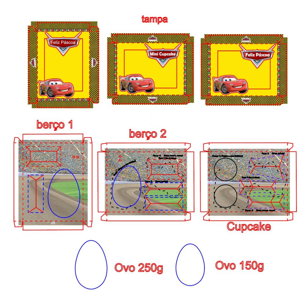 Arquivo de Corte Caixa Mini Confeiteiro Ovo Cupcake Carros 01
