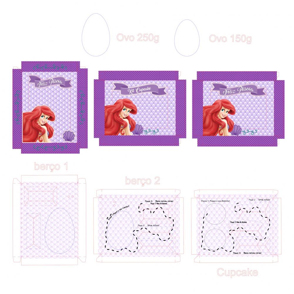 Arquivo de Corte Caixa Mini Confeiteiro Ovo Cupcake Ariel 01