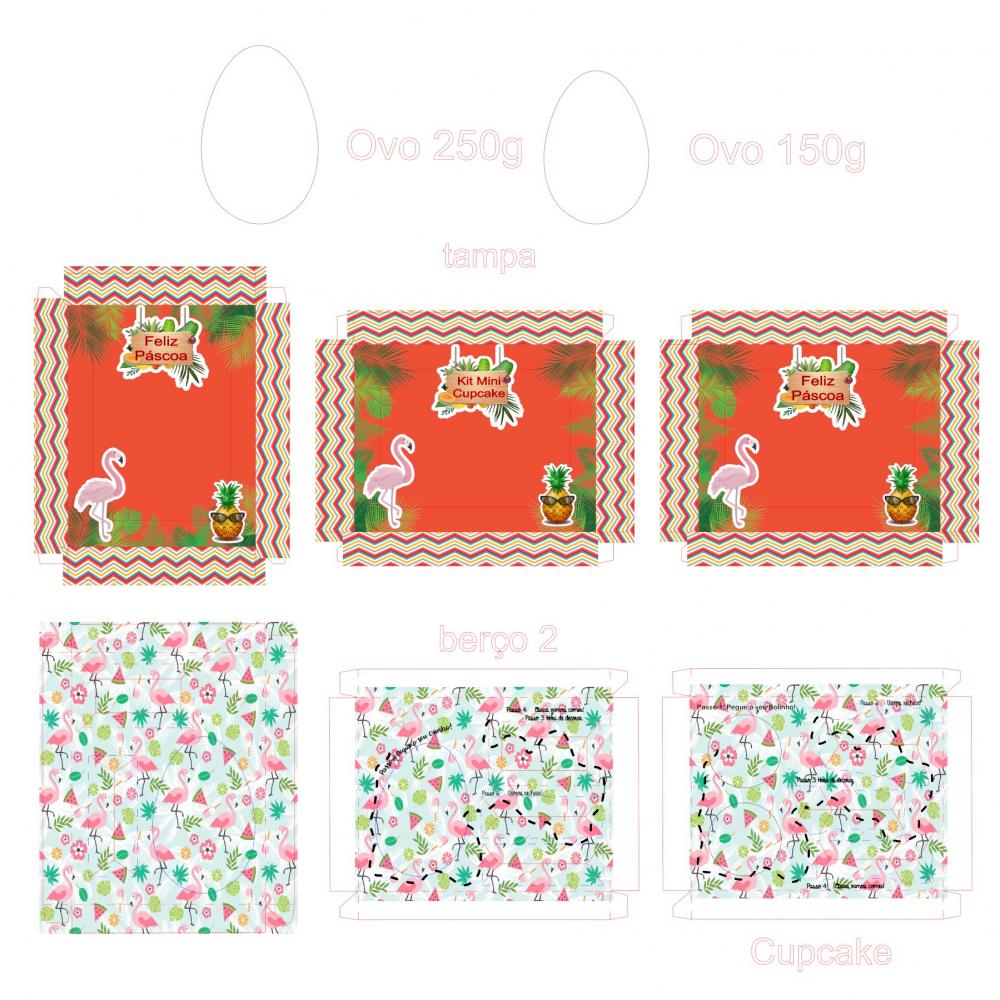 Arquivo de Corte Caixa Mini Confeiteiro Ovo Cupcake Flamingo 01