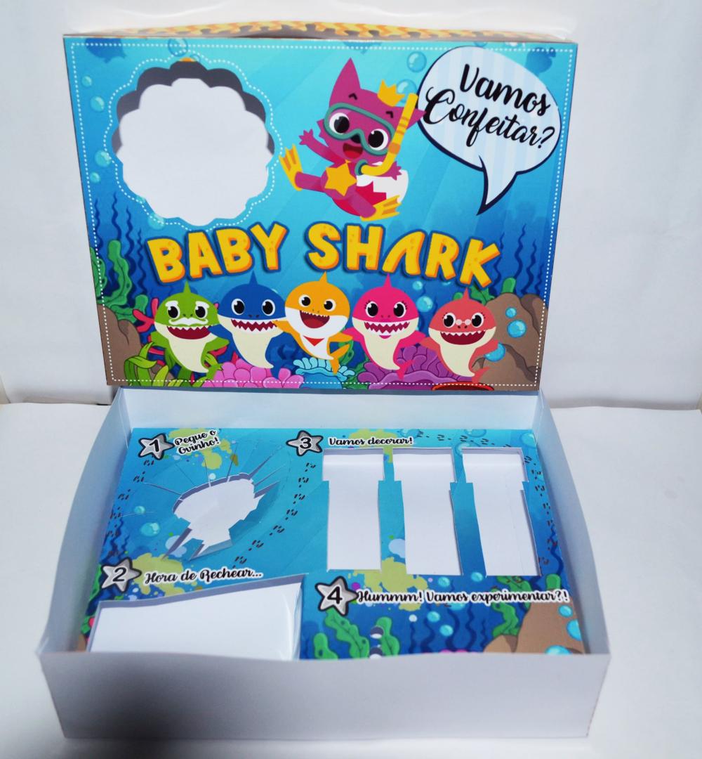 Arquivo de Corte Caixa Mini Confeiteiro Baby Shark 02 - STUDIO/PN