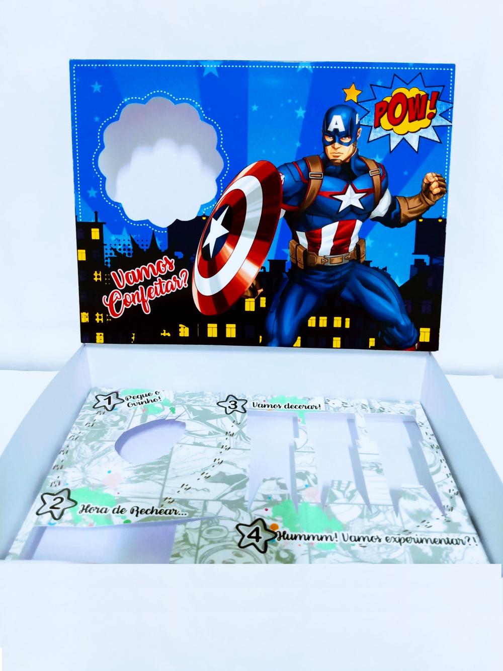 Arquivo de Corte Caixa Mini Confeiteiro Capitão América 01 - ST