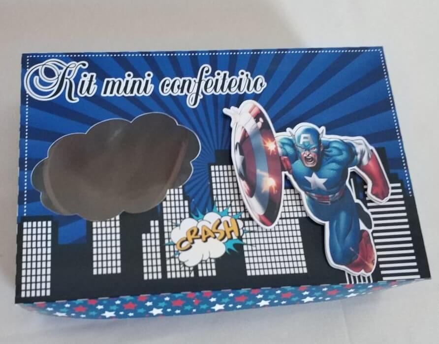 Arquivo de Corte Caixa Mini Confeiteiro Capitão América 02 - ST