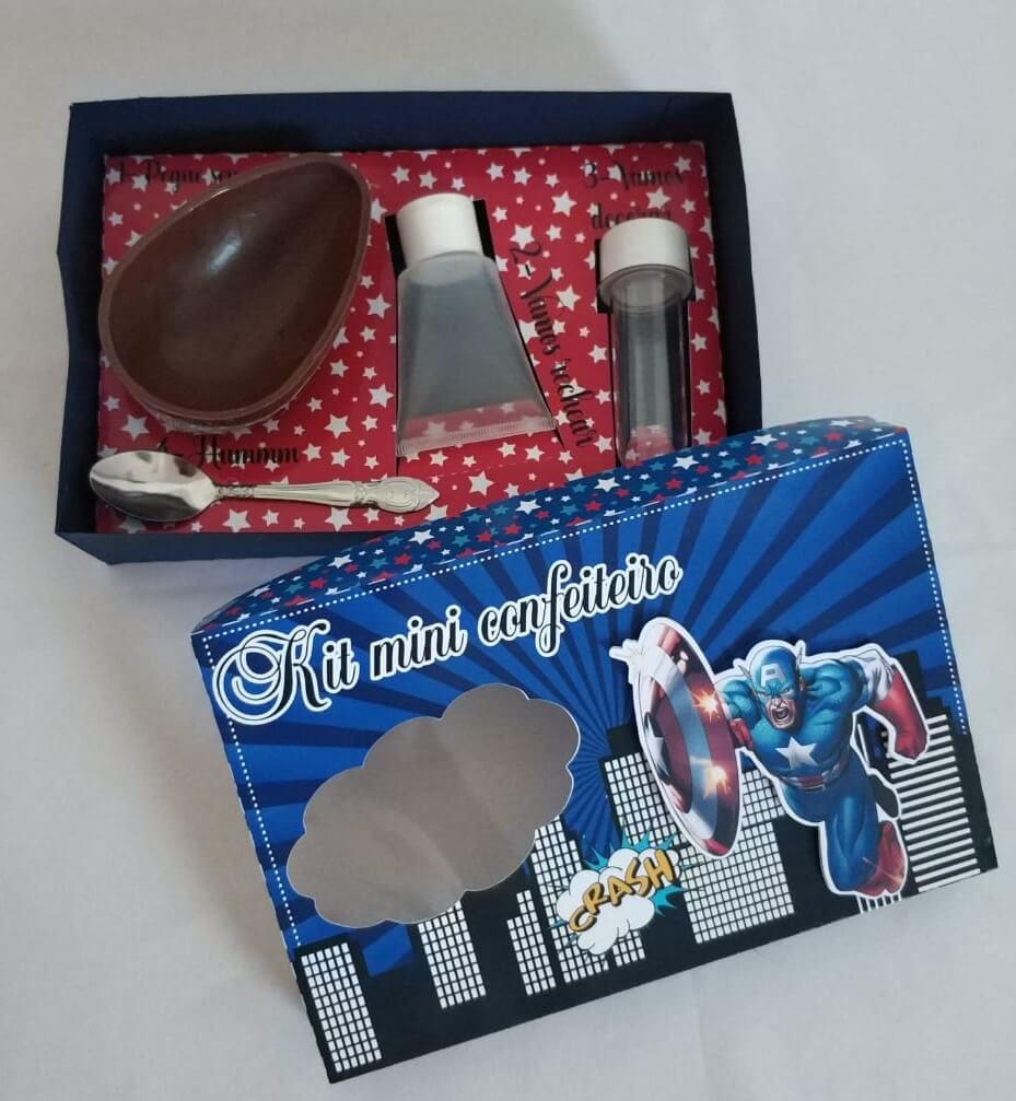 Arquivo de Corte Caixa Mini Confeiteiro Capitão América 02 - ST