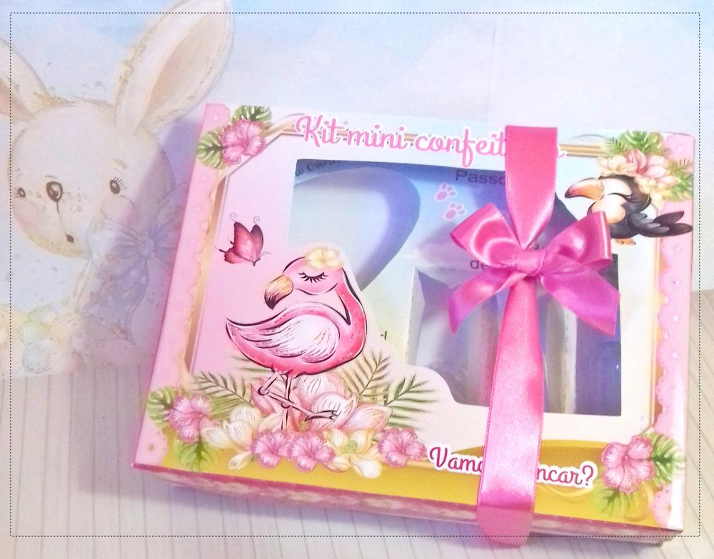 Arquivo de Corte Caixa Mini Confeiteiro Flamingos 02 - STUDIO/PDF