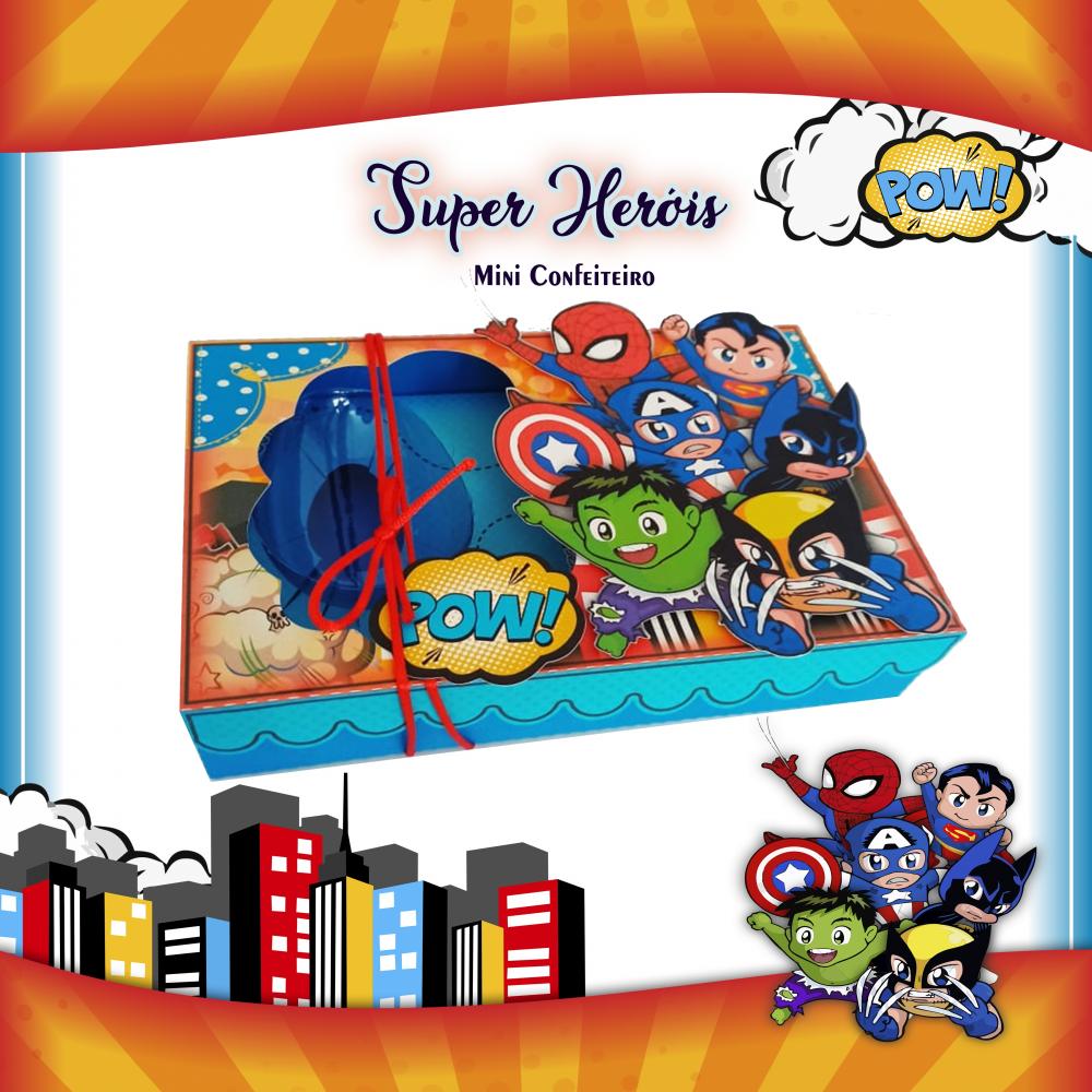 Arquivo de Corte Caixa Mini Confeiteiro Heróis 01 - STUDIO/PDF
