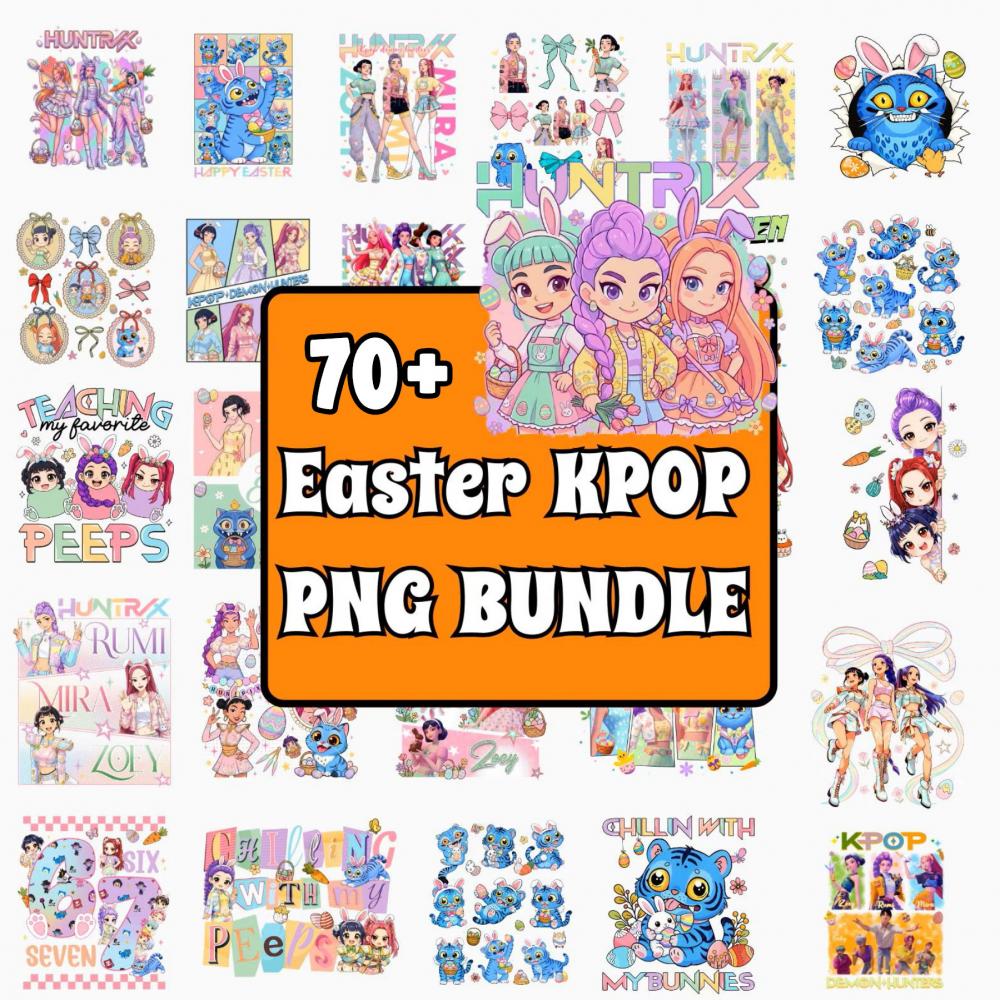 Kit Digital Png Guerreiras do K-Pop Páscoa 01 Estampas