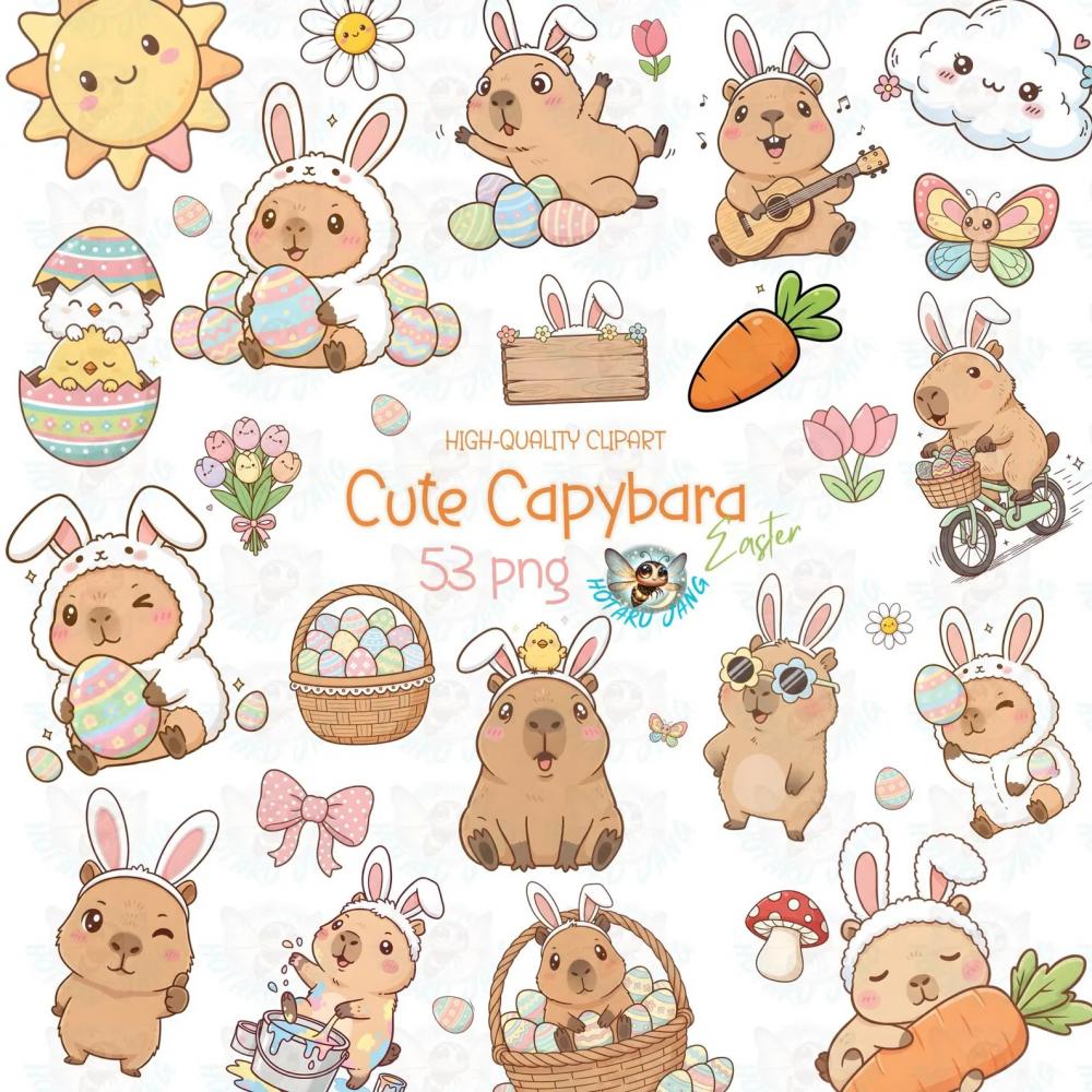 Kit Digital Png Capivara Páscoa 01
