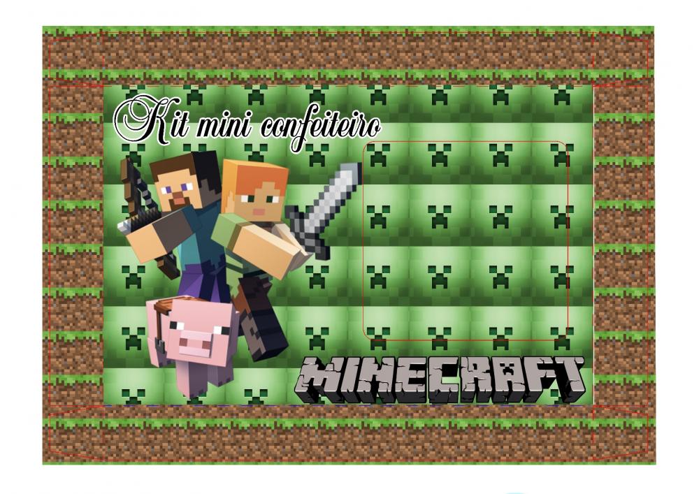 Arquivo de Corte Caixa Mini Confeiteiro Minecraft 06 - STUDIO/PDF