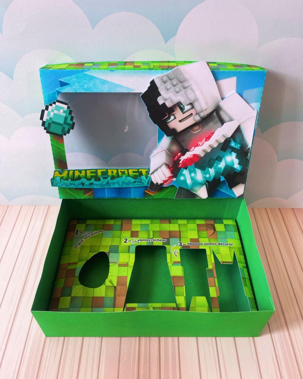 Arquivo de Corte Caixa Mini Confeiteiro Minecraft 08 - STUDIO/PDF
