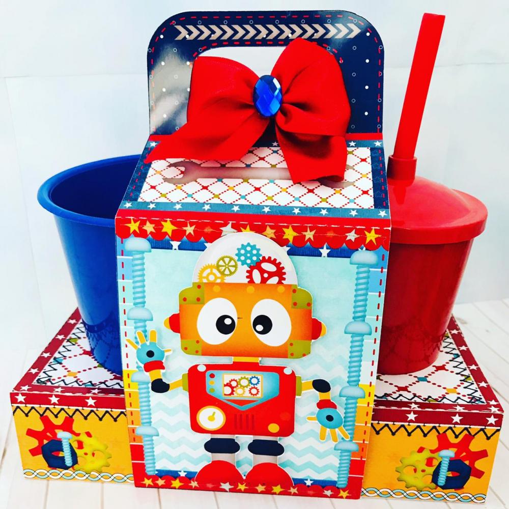 Arquivo de Corte Kit Cineminha Robôs -Balde 1L Copo 300ml- Studi
