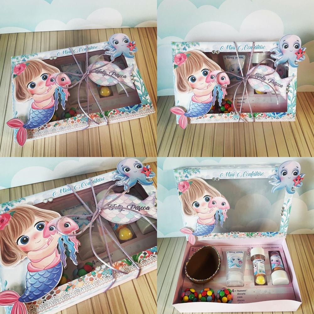 Arquivo de Corte Caixa Mini Confeiteiro Sereia 03 - STUDIO/PDF/PN