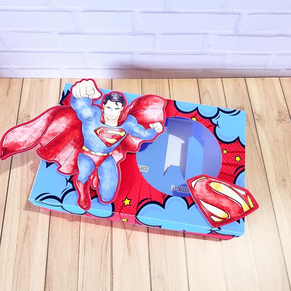 Arquivo de Corte Caixa Mini Confeiteiro Superman 06 - STUDIO/PNG