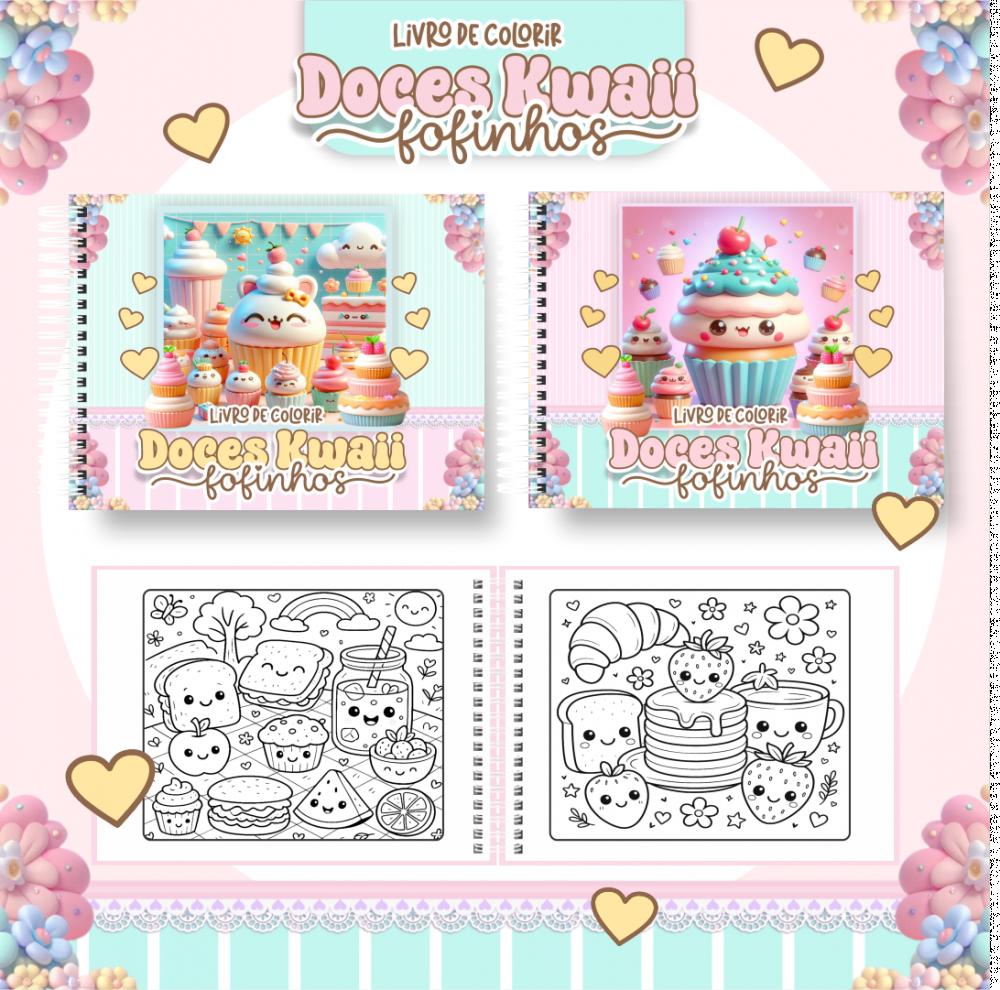 Arquivo Digital Livro de Colorir Doces Kawaii - PDF