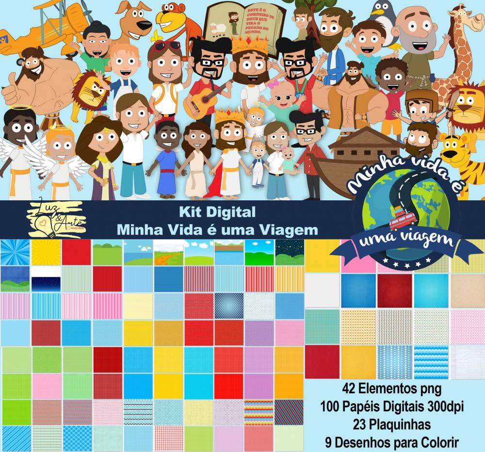 Kit Digital Png Minha Vida é uma Viagem 01
