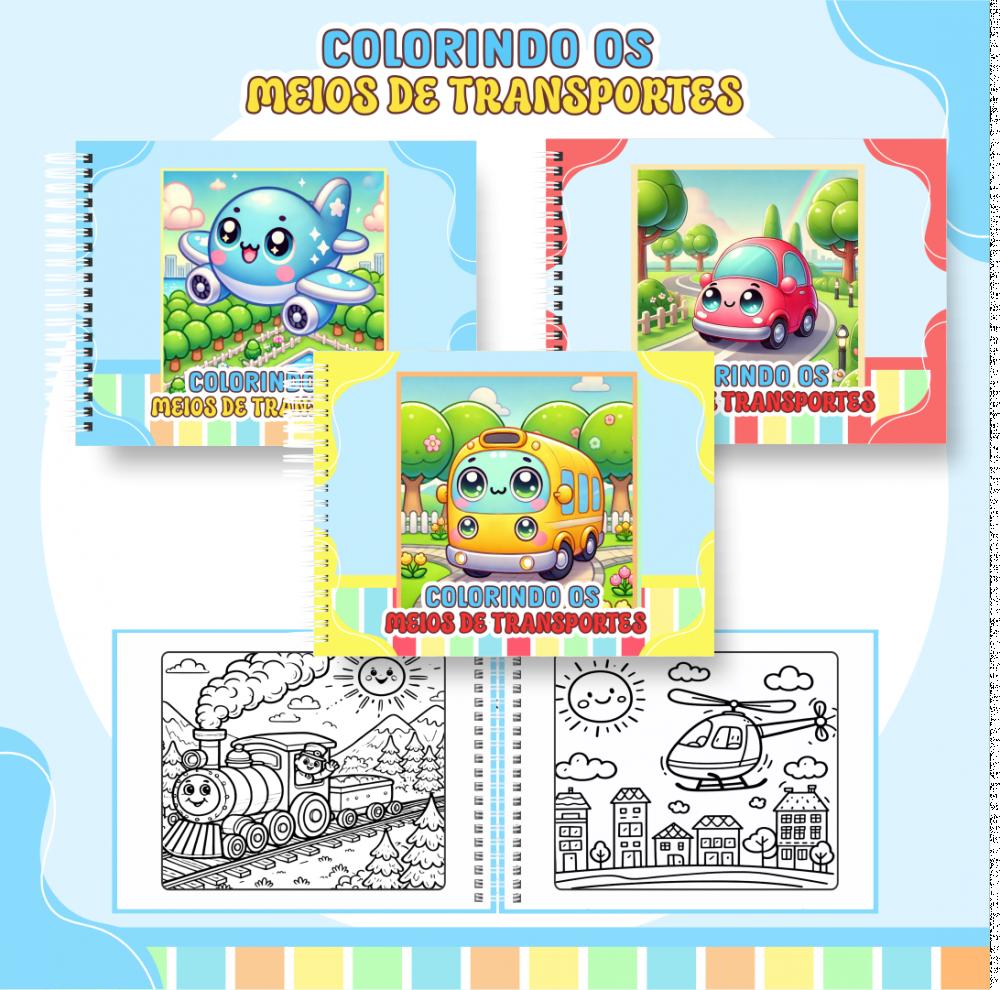 Arquivo Digital Livro de Colorir MEIOS DE TRANSPORTES - PDF