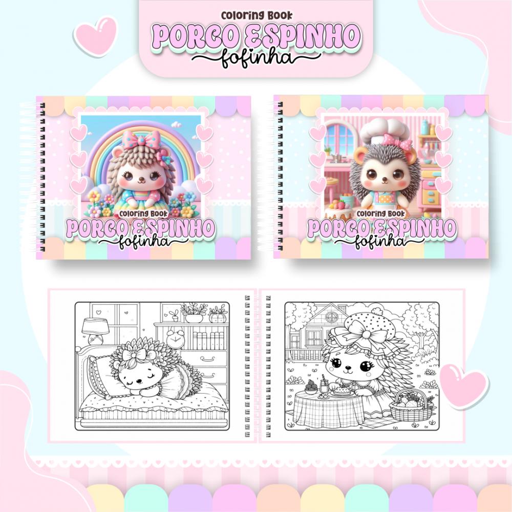 Arquivo Digital Livro de Colorir PORCO ESPINHO FOFINHA - PDF