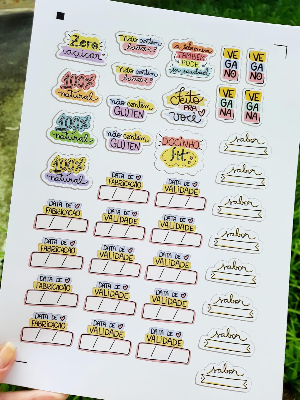 Arquivo Corte Adesivos Doces Fit Validades Studio/PNG
