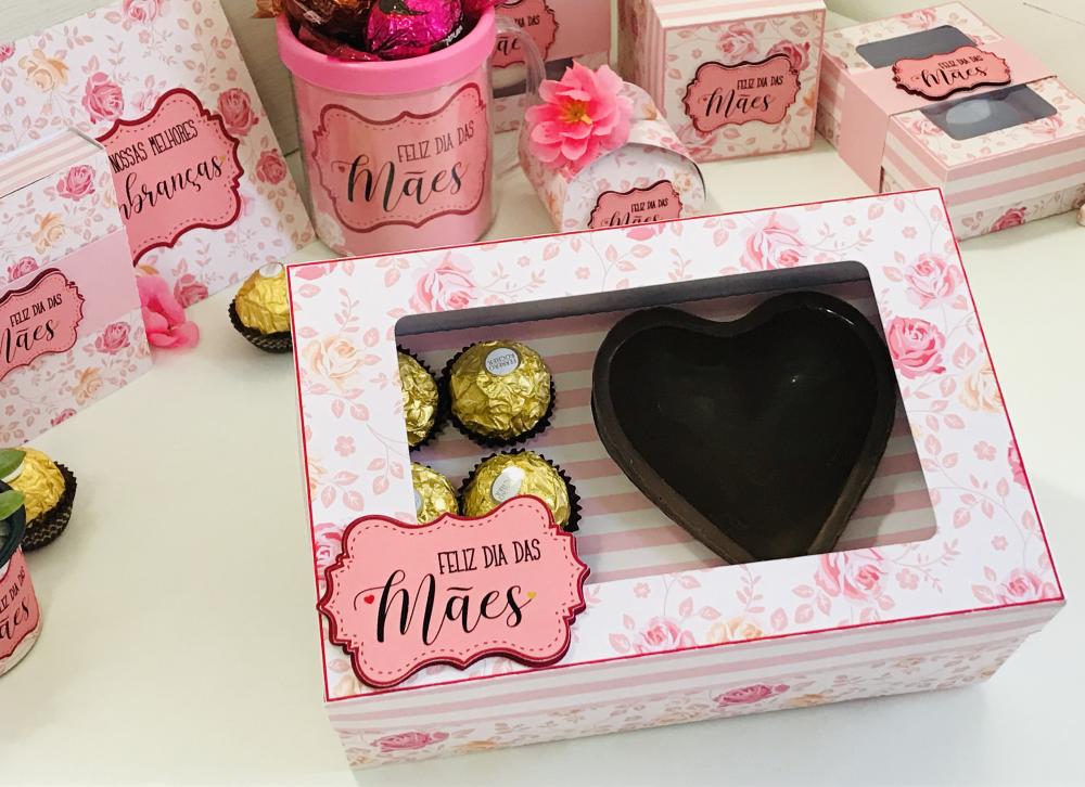 Arquivo de Corte Caixa Coração de Colher 6 Doces Dia das Mães 