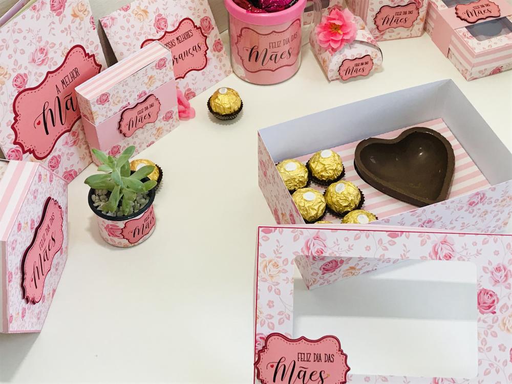 Arquivo de Corte Caixa Coração de Colher 6 Doces Dia das Mães 