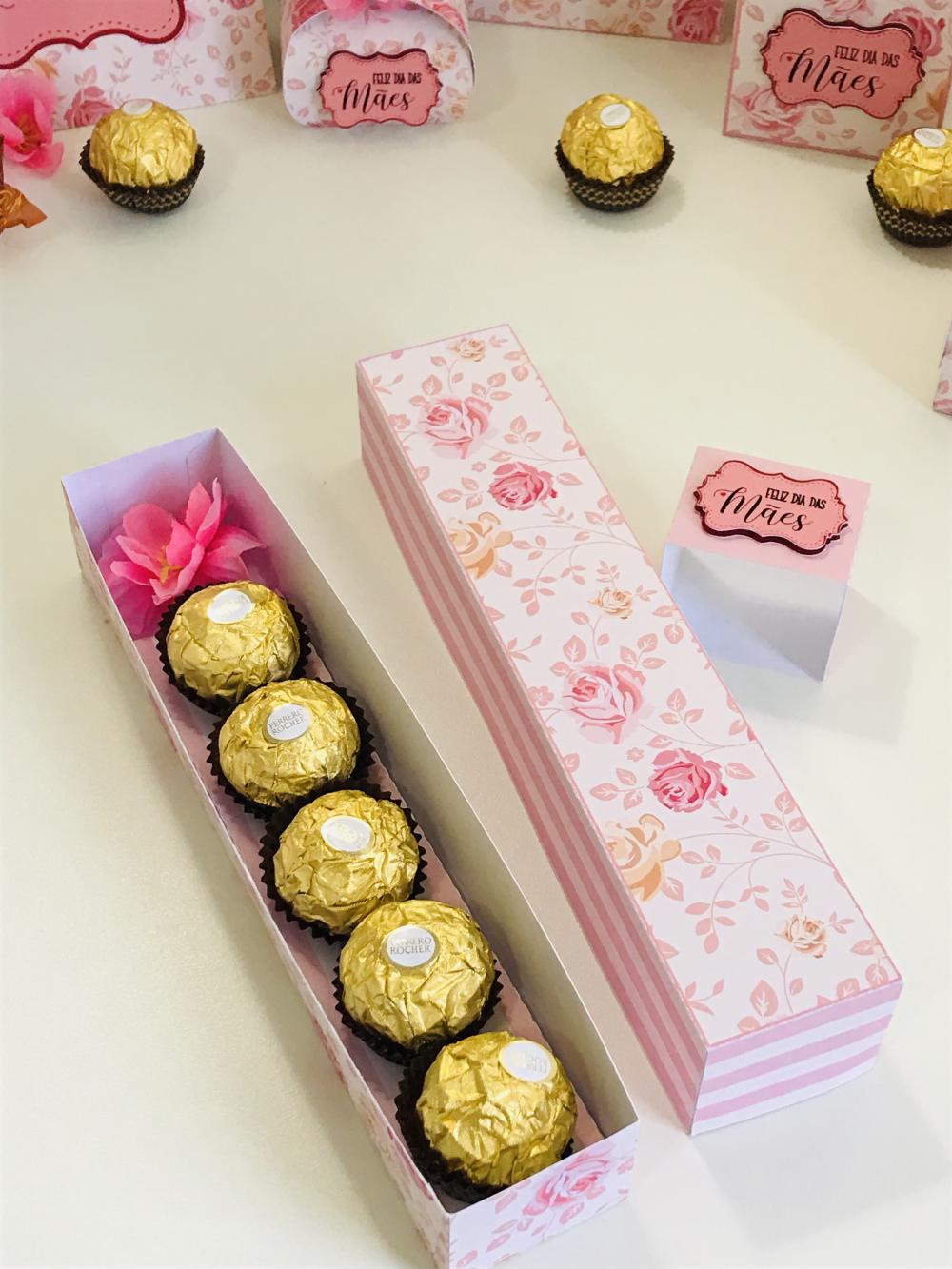 Arquivo de Corte Caixa 5 Doces Rosa 06 Dia das Mães - STUDIO/PDF